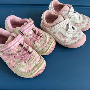 Stride Rite Pink and Cream Floral Baby Walker Shoes Duo